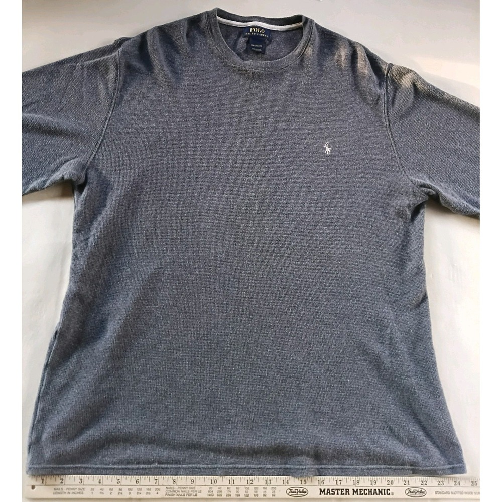 Polo Ralph Lauren Men’s Gray Waffle Knit Crew Neck Long thermal Tee 2XL Big&Tall